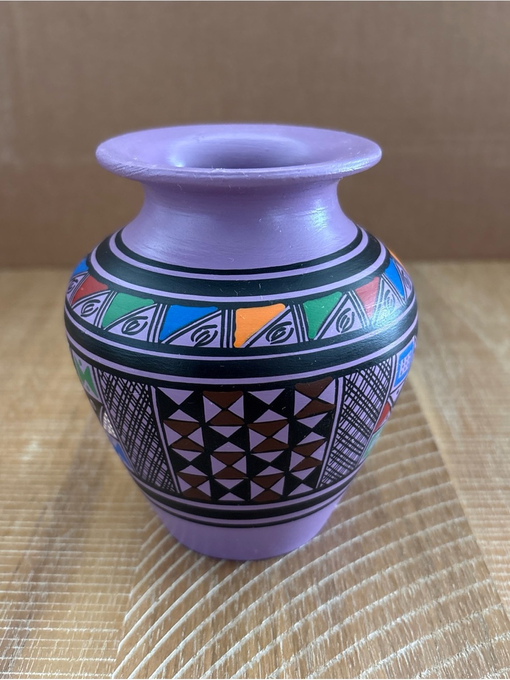 Jose Paredes Pottery Hand Thrown Signed Painted Pisac Mini Vase 5"
